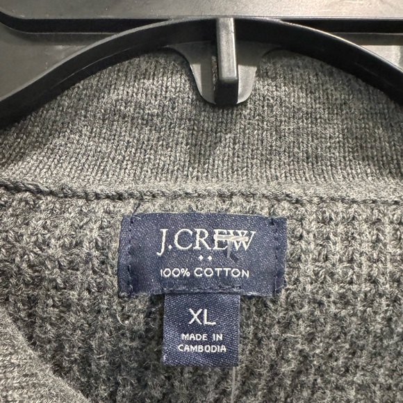 J. Crew Men's Gray Quarter-Zip Sweater 100% cotton - Picture 2 of 5